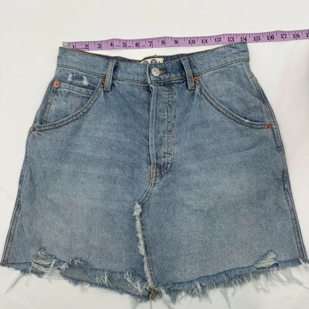 Free People We the Free Brea Mini Skirt Cut Off Denim Size 28 Distressed Raw Hem
